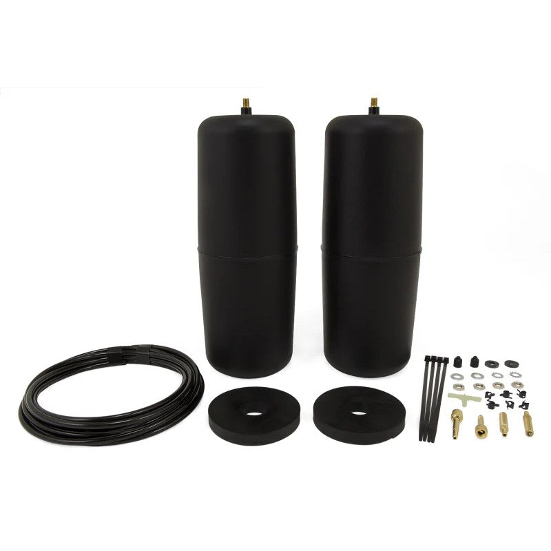Air Lift 1000HD molded polyurethane rear air springs, air lines, and installation hardware for Ram 1500.