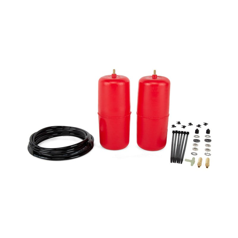 Air Lift 1000 red cylinder air springs with black airline tubing and mounting hardware for Honda CR-V and Nissan Rogue.