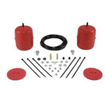 Air Lift 1000 red polyurethane air springs with air lines and hardware for Jeep coil spring suspension.
