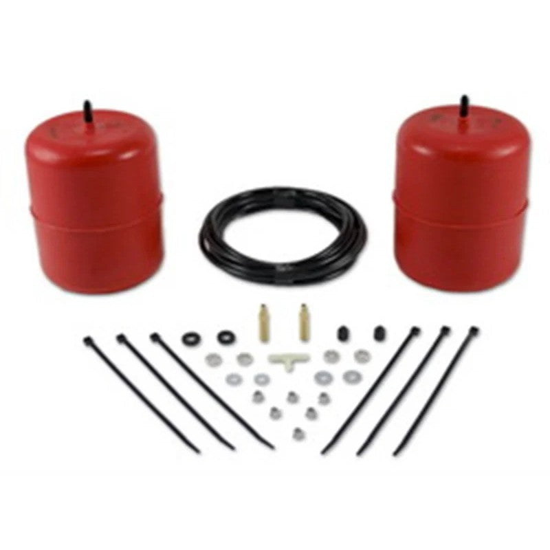Air Lift 1000 series red polyurethane air springs and inflation kit components for 1996-2004 Nissan Pathfinder