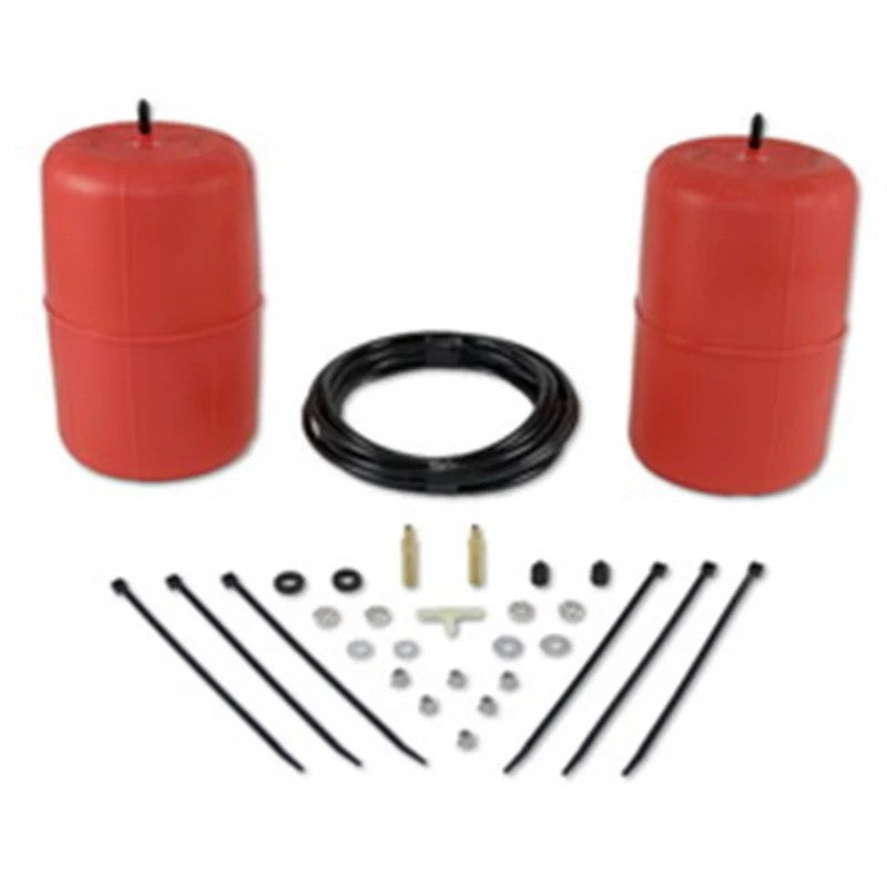Air Lift 1000 series molded polyurethane air springs with air lines and installation hardware.