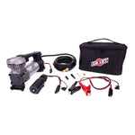 Air Lift 16188 digital portable air compressor with 7-way power adapter, battery clamps, and deluxe carry bag