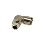 Nickel-plated Air Lift 21837 90-degree swivel elbow fitting with 1/8 inch NPT threads and 1/4 inch push-to-connect port.
