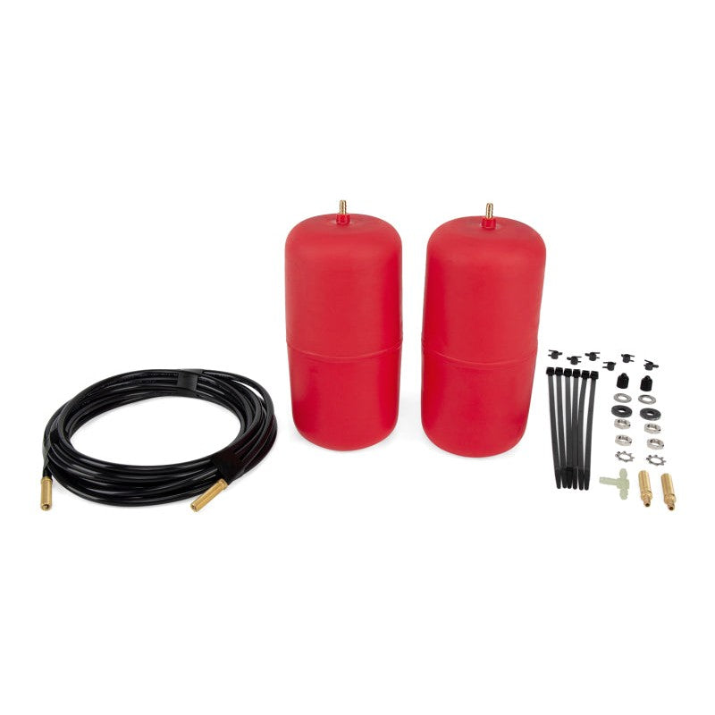 Red Air Lift 1000 air spring bags and installation hardware for Kia and Hyundai coil spring suspension