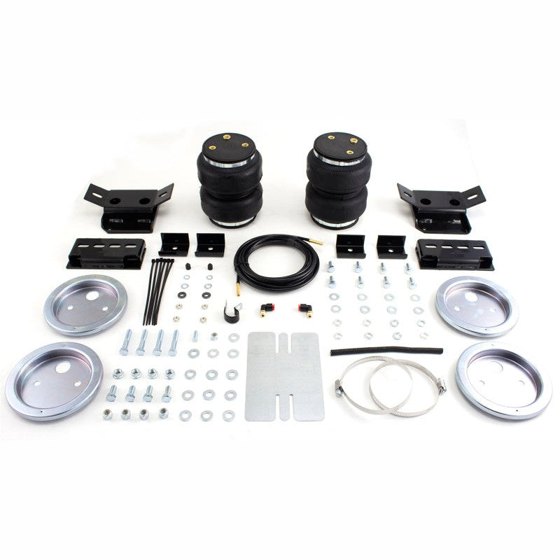 Air Lift LoadLifter 5000 air springs with heavy-duty mounting brackets and hardware for Chevy and GMC trucks.