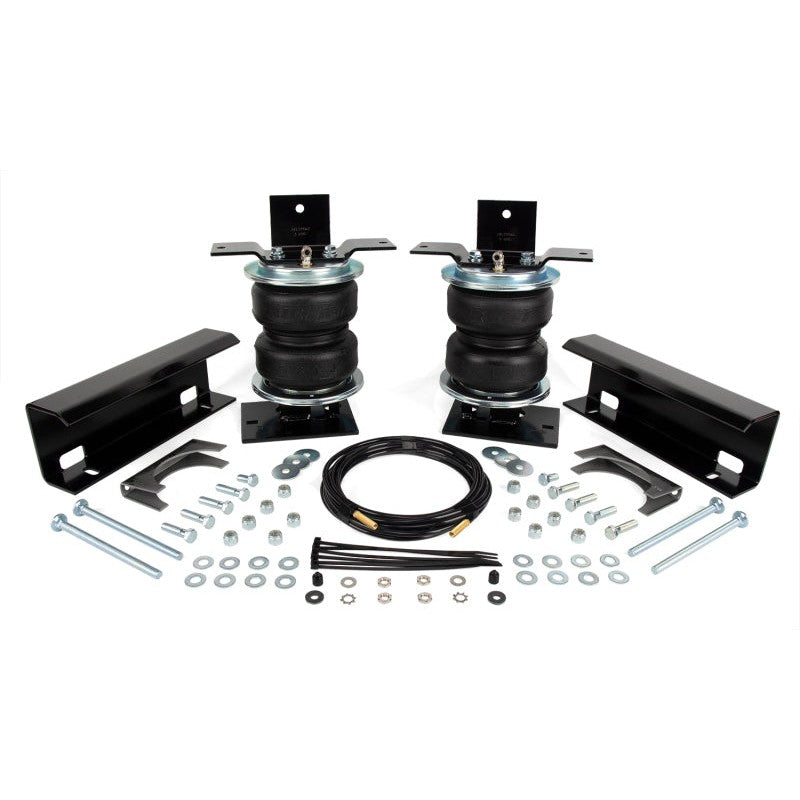 Air Lift LoadLifter 5000 air spring kit featuring 2-ply springs, protective roll plates, and side-mount brackets.