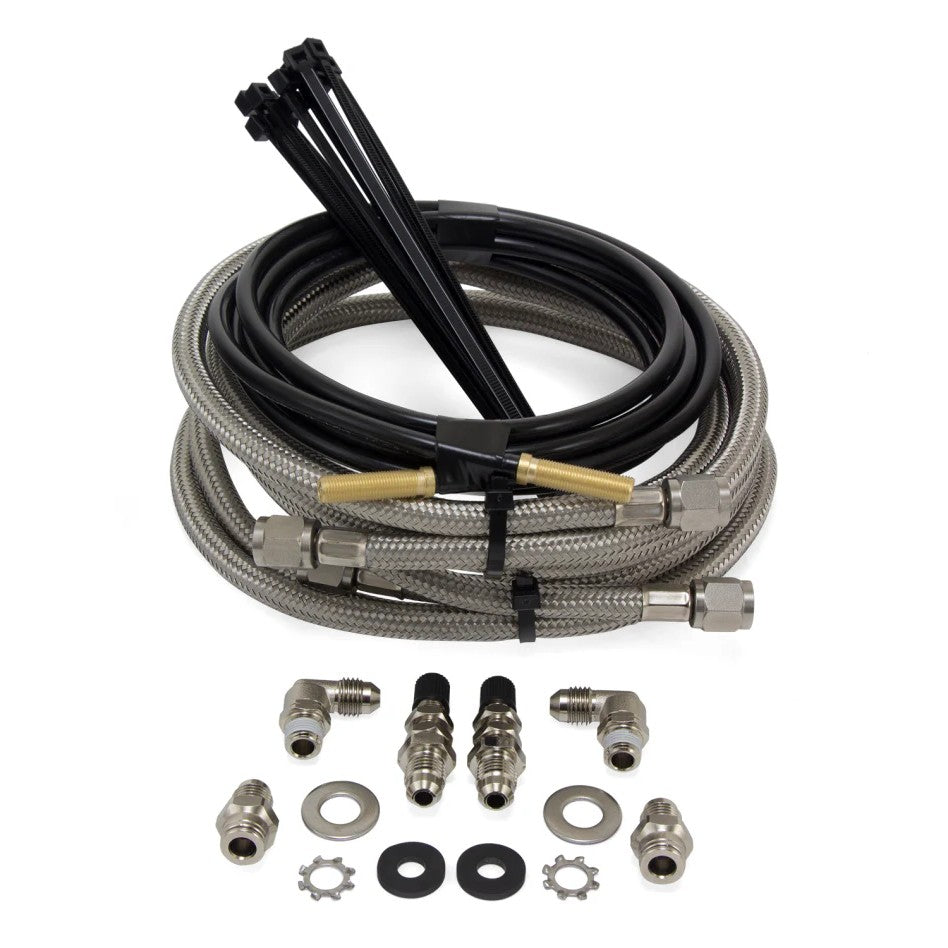 Air Lift 52300 LoadLifter 5000 Ultimate Plus upgrade kit with braided stainless steel lines and AN fittings.