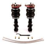 Air Lift Performance front air struts with double bellows springs and red anodized camber plates for 2008-2014 Subaru Impreza