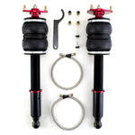 Air Lift Performance front air suspension struts with red camber plates and bellows for 2001-2006 Lexus LS430.