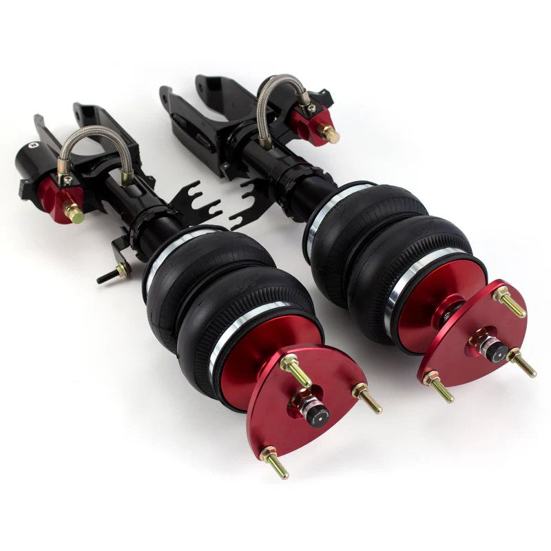 Air Lift Performance front air struts with piggyback reservoirs and red anodized mounts for Nissan GT-R R35.