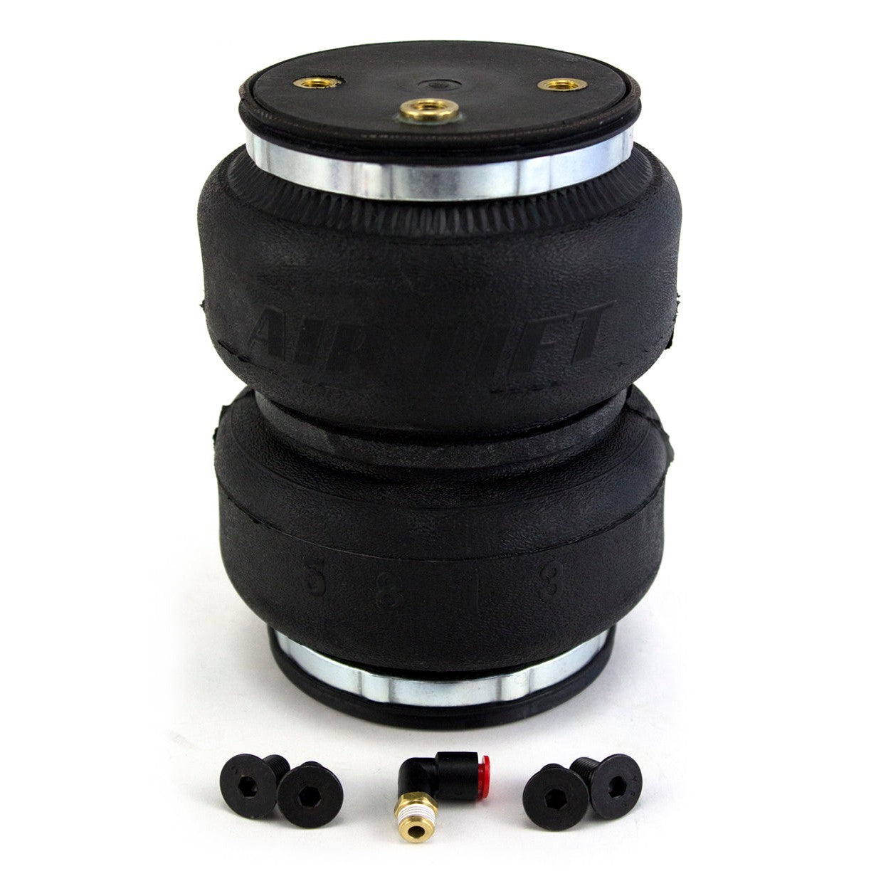 Air Lift LoadLifter 5000 Ultimate bellows-style replacement air spring with steel girdle ring and composite end caps.