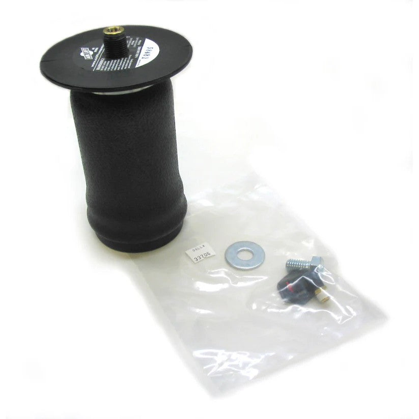 Air Lift 50254 replacement sleeve-type air spring with black reinforced rubber and Zytel endcaps.