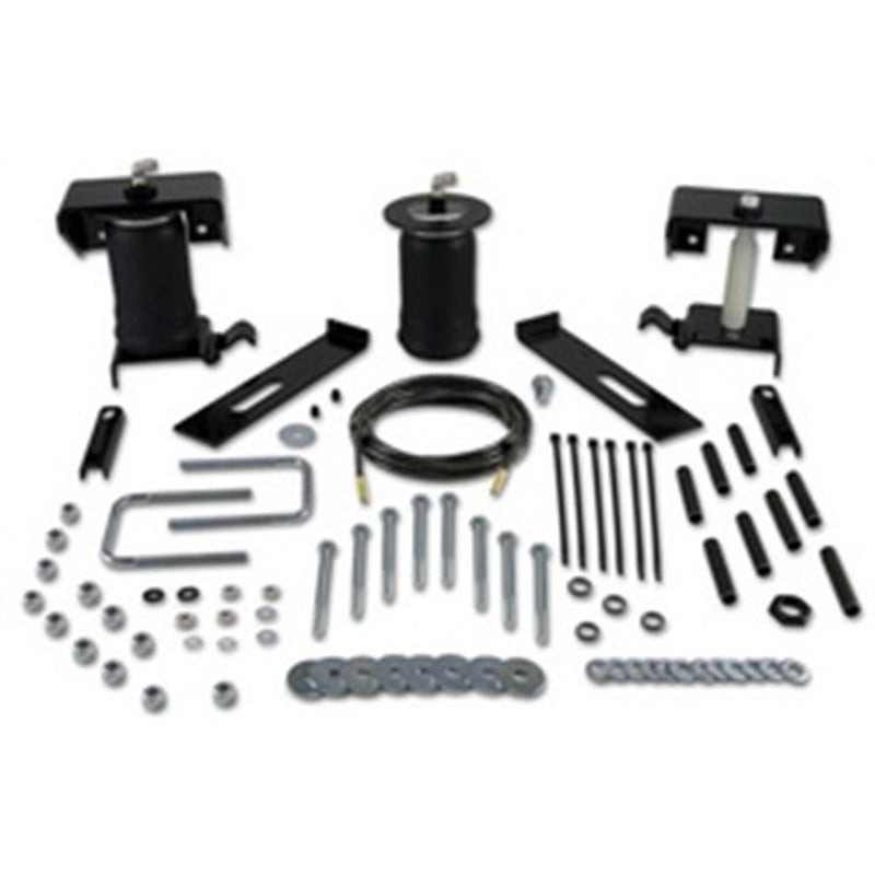 Air Lift SlamAir helper spring kit including air bellows, mounting brackets, air lines, and installation hardware.
