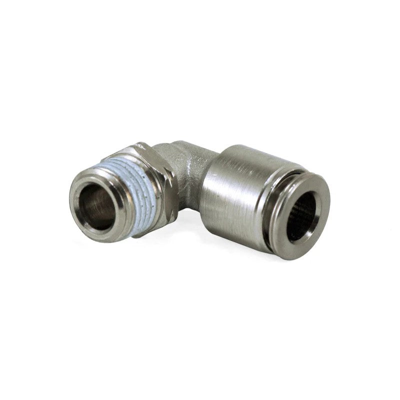 Air Lift Swivel Elbow Fitting with 1/8 inch MNPT male thread and 1/4 inch push-to-connect port