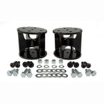 Black powdercoated 4-inch angled steel air spring spacer for lifted truck suspension