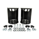 Black powdercoated 1/4-inch steel 6-inch straight air spring spacer for lifted truck suspension.