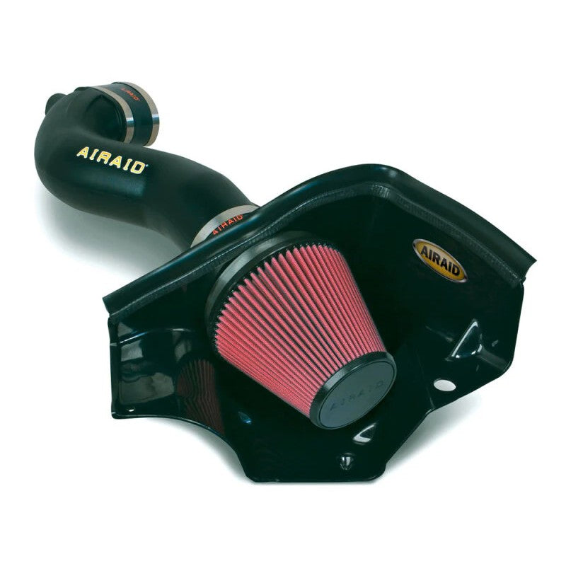 Airaid MXP Series intake system featuring a black roto-molded air box and red oiled filter for 2005-2009 Ford Mustang 4.6L.