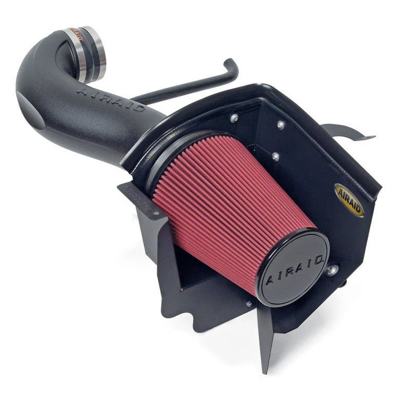 Airaid 351-199 Cold Air Dam intake kit with red dry conical filter, black intake tube, and heat shielding