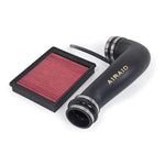 Airaid Jr. Intake Kit MPN 201-796 featuring a red dry air filter and a black high-density polyethylene intake tube.