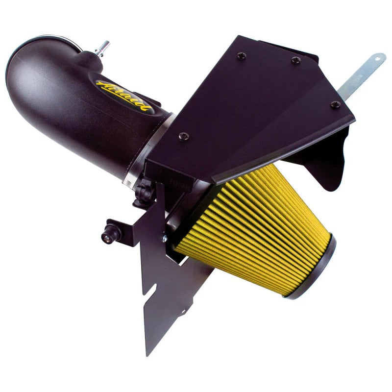 Airaid Cold Air Dam intake system with red conical oiled filter and black powder-coated heat shield panels.