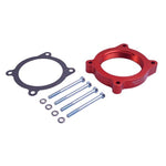 Airaid PowerAid throttle body spacer with Helix Bore interior and mounting hardware for Ford 5.0L engines.