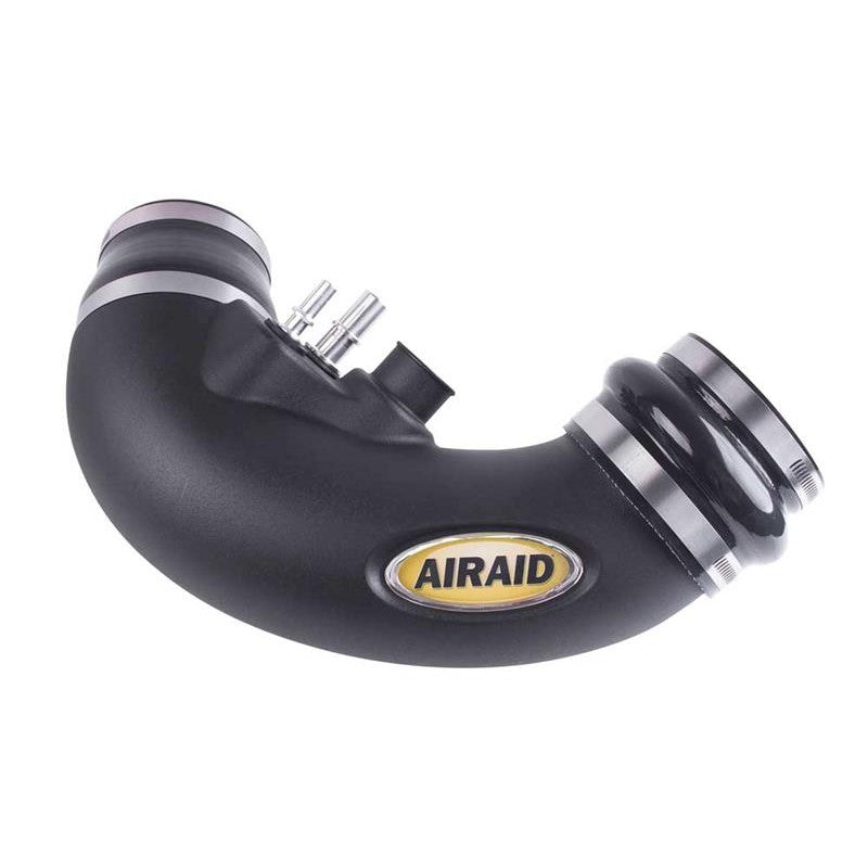 Airaid black high-density polyethylene modular intake tube with red silicone couplers and stainless steel worm gear clamps