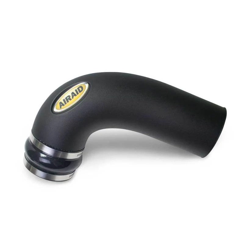 Black Airaid high-density polyethylene modular intake tube with silicone couplers and stainless steel clamps.