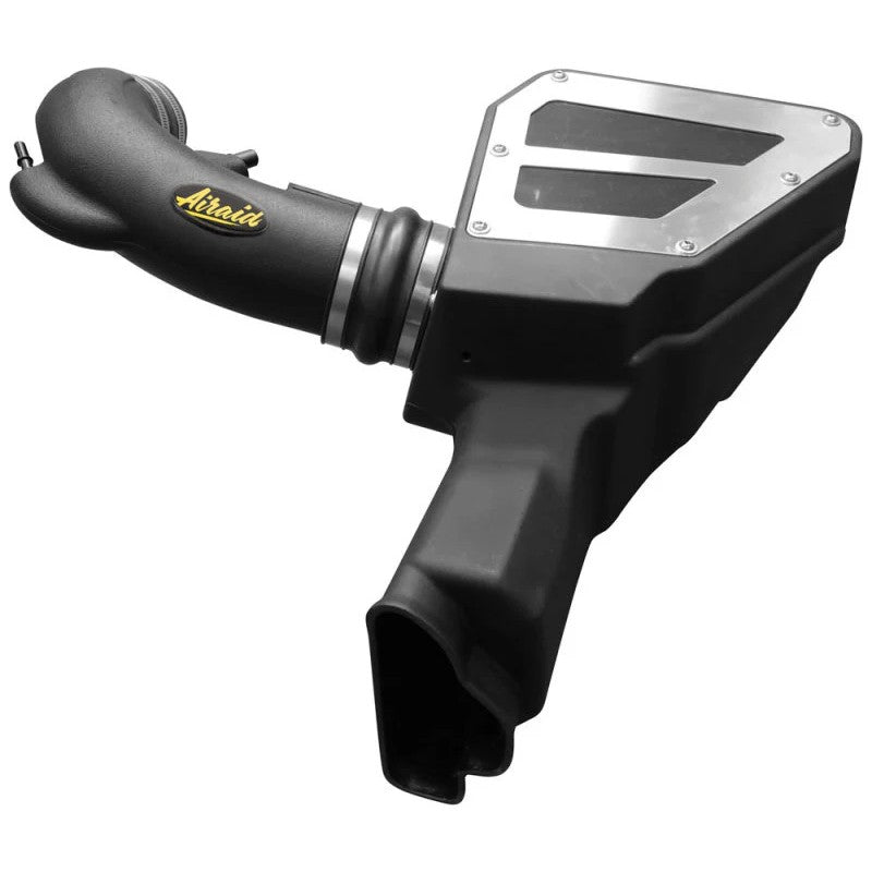 Airaid MXP Series air intake system with black roto-molded air box and HDPE intake tube for 2018-2023 Ford Mustang GT.