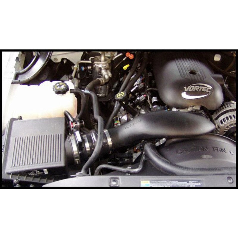 Airaid Jr. Intake Kit 201-712 featuring a black modular intake tube and a performance dry red air filter.