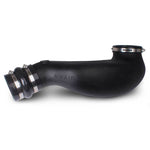 Airaid 200-912 black high-density polyethylene modular intake tube with red silicone couplers and stainless steel clamps.