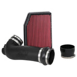 Airaid Jr. Intake Kit featuring a black modular intake tube and a red washable air filter
