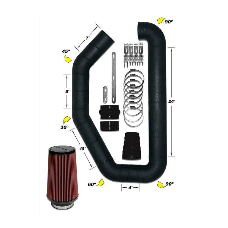 Airaid U-Build-It Master Kit I featuring 4-inch roto-molded tubes, red oiled filter, couplers, and hardware