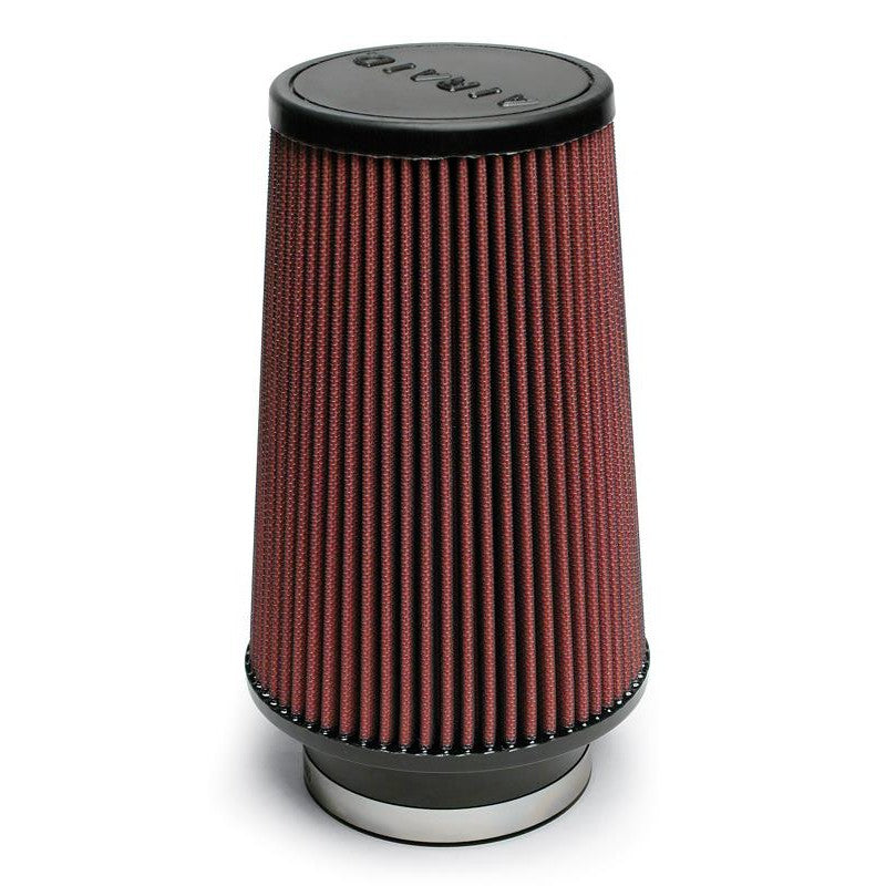 Airaid 700-470 universal cone air filter with red media, 4-inch flange, and black rubber base and top.