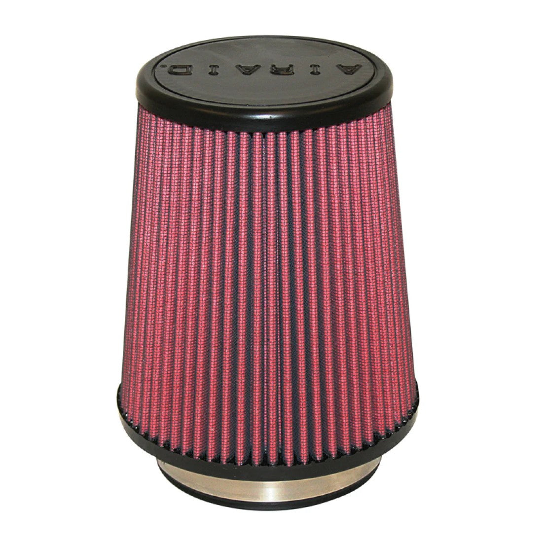 Airaid 700-458 tapered cone air filter with red multi-layer media and a 4-inch black short flange.