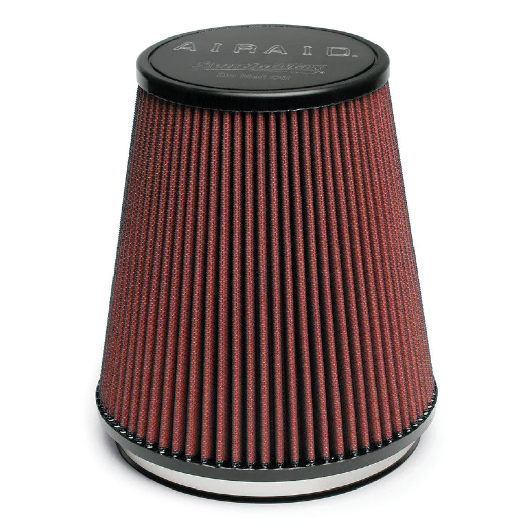Airaid 701-462 universal cone-style air filter with red pleated media and black molded base.