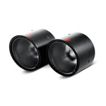 Akrapovic carbon fiber exhaust tail pipe tips with high-gloss finish and etched logo