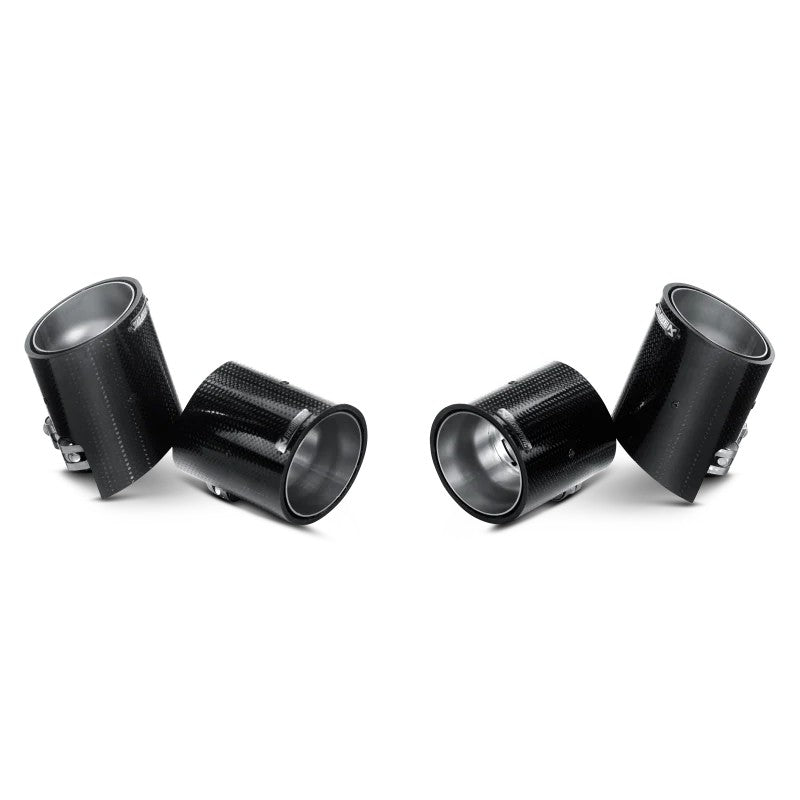 Akrapovic carbon fiber tail pipe set with visible weave for 2011 BMW 1M Coupe