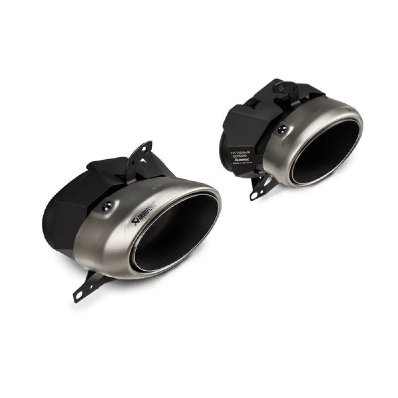 Akrapovic sandblasted titanium round tailpipe set with relief inner surface for 2021 Porsche 911 Turbo S 992.
