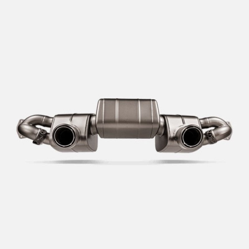 Akrapovic sandblasted titanium slip-on race line exhaust with dual valved outlets for 2022-2025 Porsche 718 Cayman GT4 RS