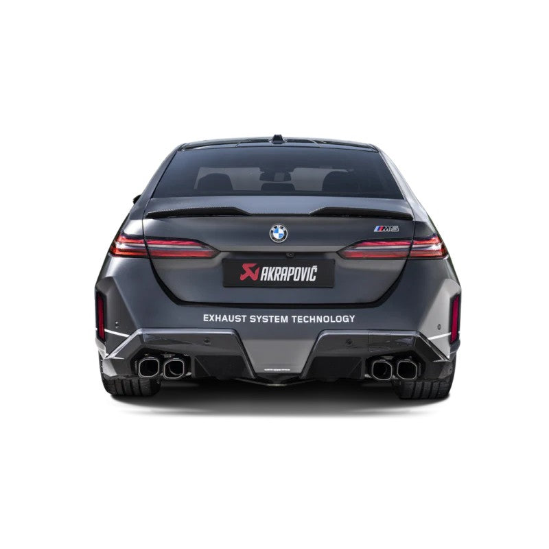 High-gloss carbon fiber rear trunk lip spoiler for the 2025-2026 BMW M5 G90 sedan.