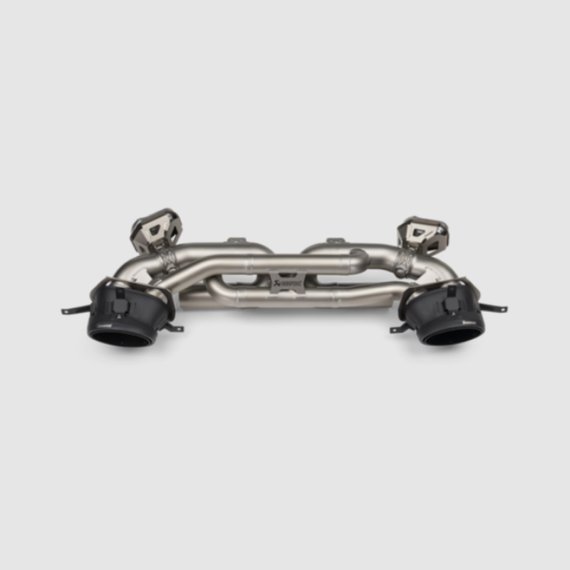Akrapovic titanium exhaust system with black-coated laser-engraved tailpipes for 2025 Porsche 911 Carrera 992.2