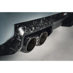 Akrapovic octagonal exhaust tips with chopped carbon fiber sleeves and titanium inner core for BMW M2 (G87).