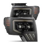 AlphaRex PRO-Series black projector headlights with LED DRL and sequential signals for 2009-2014 Ford F-150.