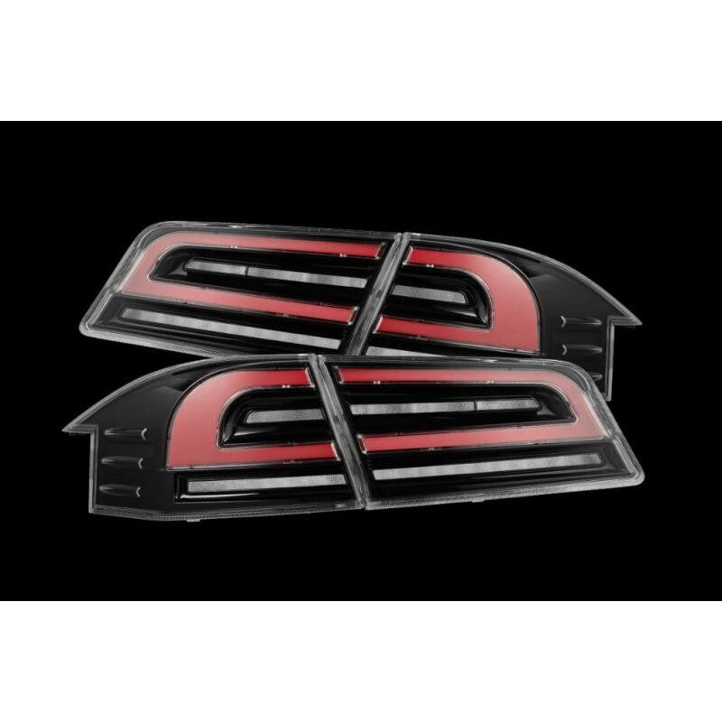 AlphaRex LUXX-Series LED tail lights in Black/Red for 2012-2021 Tesla Model S