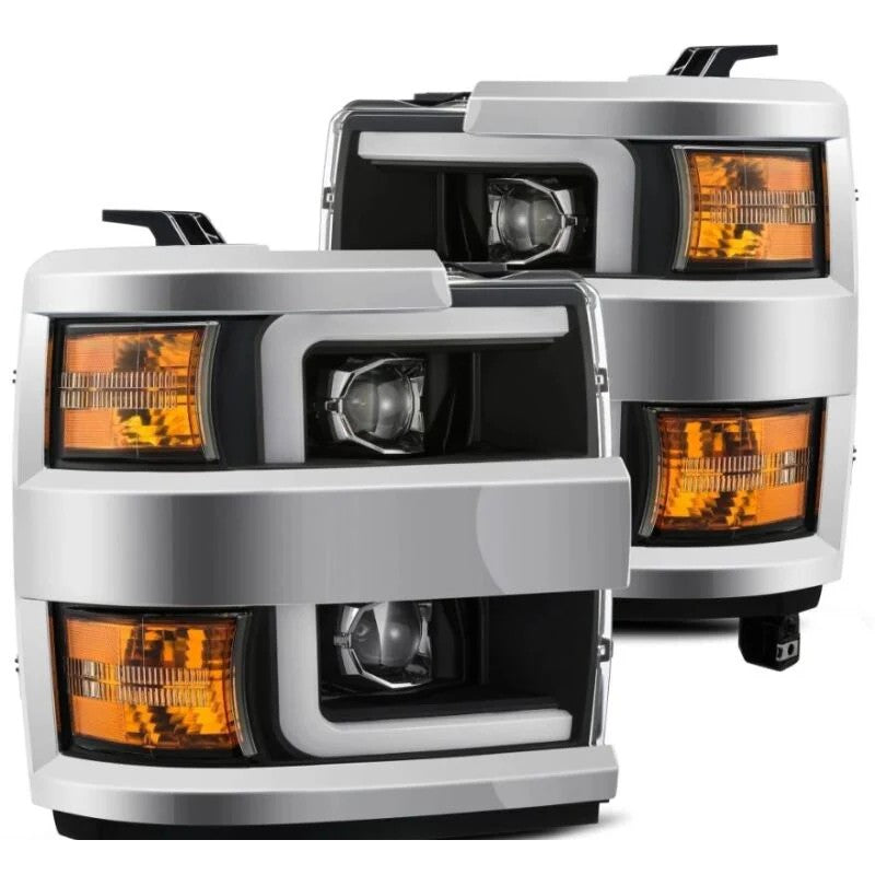 AlphaRex LUXX-Series black projector headlights with switchback DRL for 2019 Chevrolet Silverado 2500/3500 HD