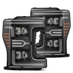 AlphaRex NOVA-Series black LED projector headlights with sequential signals for 2017-2019 Ford F-150 and Super Duty trucks