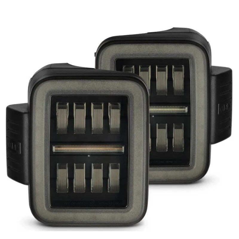 AlphaRex Nova-Series Prismatic LED tail lights in Alpha-Black for 2020-2024 Jeep Gladiator JT