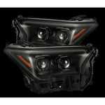 AlphaRex LUXX-Series projector headlights for the 2024 Toyota Tacoma featuring high-performance lenses and black housings