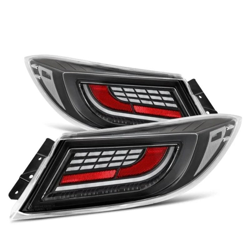 AlphaRex LUXX-Series Alpha-Black LED taillights with smoked lenses for 2022-2024 Toyota GR86 and Subaru BRZ.