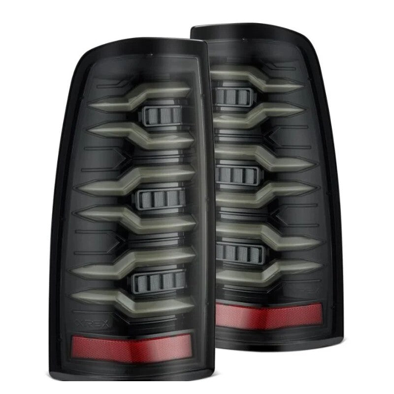 Alpha-Black LUXX-Series LED tail light assemblies for 1999-2006 Chevrolet Silverado and GMC Sierra.